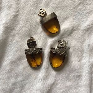 amber earrings and pendant